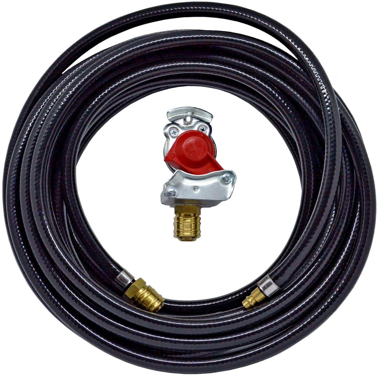 Tuyau à air comprimé noir avec tête d'embrayage rouge sans valve - Tuyau de remplissage - Longueur de tuyau au choix (10 m DLS13 x 20SCH m KKR-OV)