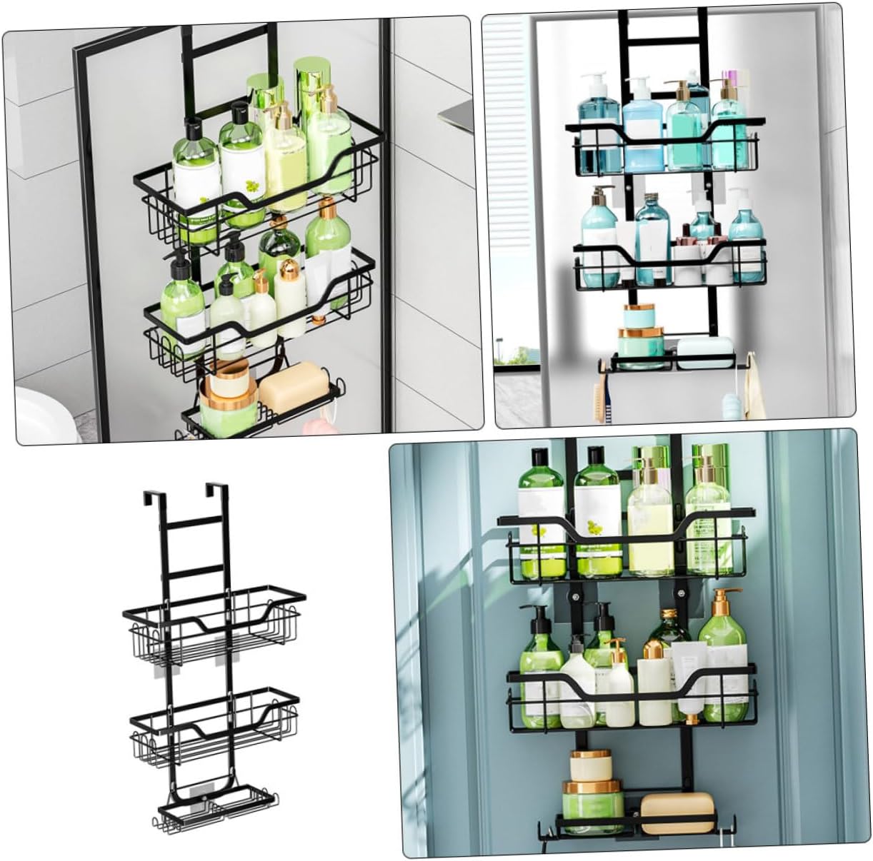 Hanging Shower Caddy Over The Door Organizer No Drilling Needed Metal Shelves for Bathroom Bedroom Kitchen Storage Space Saving Mesh Design for Secure Storage