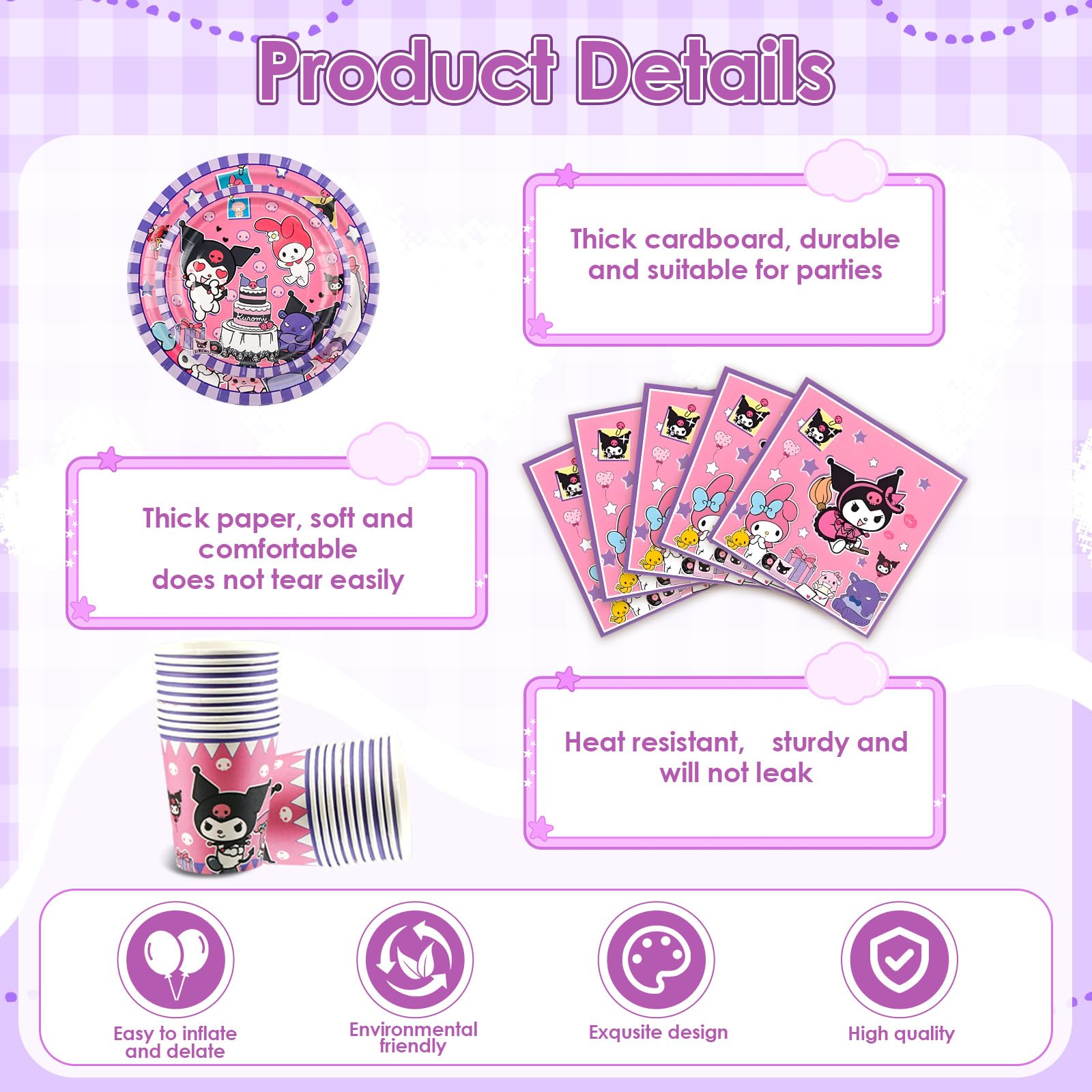 Pappteller Kindergeburtstag Mädchen Kur- Romi Geburtstag Geschirr Set Geburtstagsdeko Partygeschirr Tischdecke Pappteller Tischdecke Birthday Banner Teller Servietten Party Tableware Supplies Deko