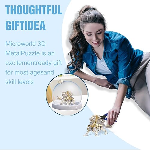 Miniatura 7 de Microworld Kits de modelos de metal 3D rompecabezas mecánico de dragón de hielo 3D para adultos colección Warcraft de acero rompecabezas simples