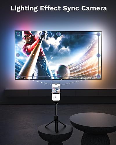 Miniatura 2 de Lytmi Luces LED para retroiluminación LED de TV, retroiluminación RGBIC de 18 pies para TV de 56 a 75 pulgadas, sincronización de luz LED de TV con