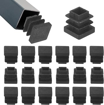 M METERXITY 50-Pack Tubing End Caps, 1/2 x 1/2 Inch Plastic Square Hole Plugs Inserts for Chair Leg/Bar Stool/Fitness Equipment, Chair Glides Fence Plug Floor Protectors