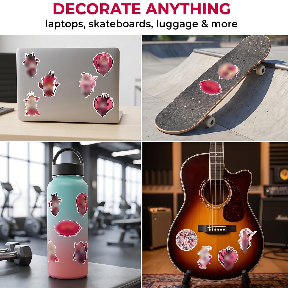 110 pezzi Collezione di Hazbin di Hotel Merch Adesivi per valigia Skateboard Laptop Computer Bottiglie d'acqua Auto Adolescenti Ragazzi Ragazze Decal Adesivo impermeabile