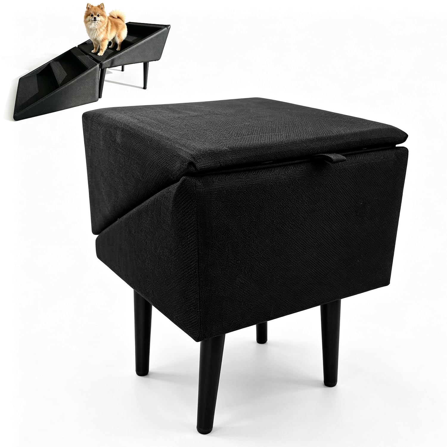 Rampas para perros, escaleras y peldaños para perros para camas y sofás, escaleras para perros para camas y sofás, escaleras inclinadas para perros pequeños, gatos - negro (32 x 37 x 62 cm)