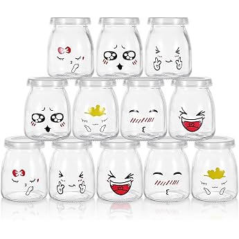 MumdoYAL Yoghurt Jars with Lids - Glass Container for Pudding and Yogurt 12-Piece 100 ml x 12