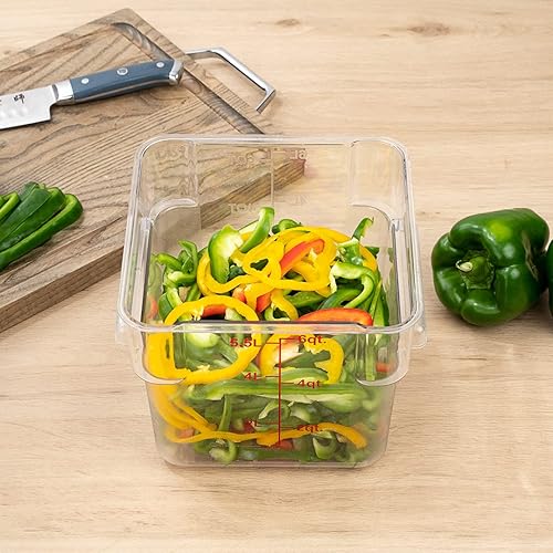 Miniatura 5 de Met Lux - Cubo de salmuera de 6 cuartos de galón, 1 recipiente cuadrado para marinar, con marcadores de volumen, mango integrado, cubo de plástico