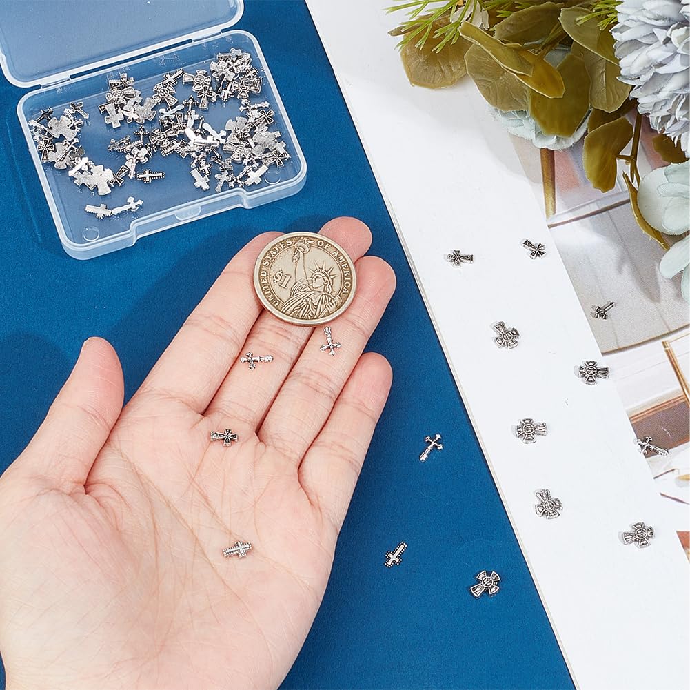 Craspire 100 Pcs Croix Ongles Charmes 3D 5 Style Y2k Alliage