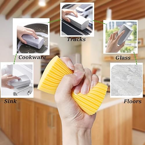 Miniatura 10 de Paquete de 6 esponjas húmedas limpias, borrador de esponja mágica para tareas domésticas, esponja de limpieza reutilizable para persianas, platos,