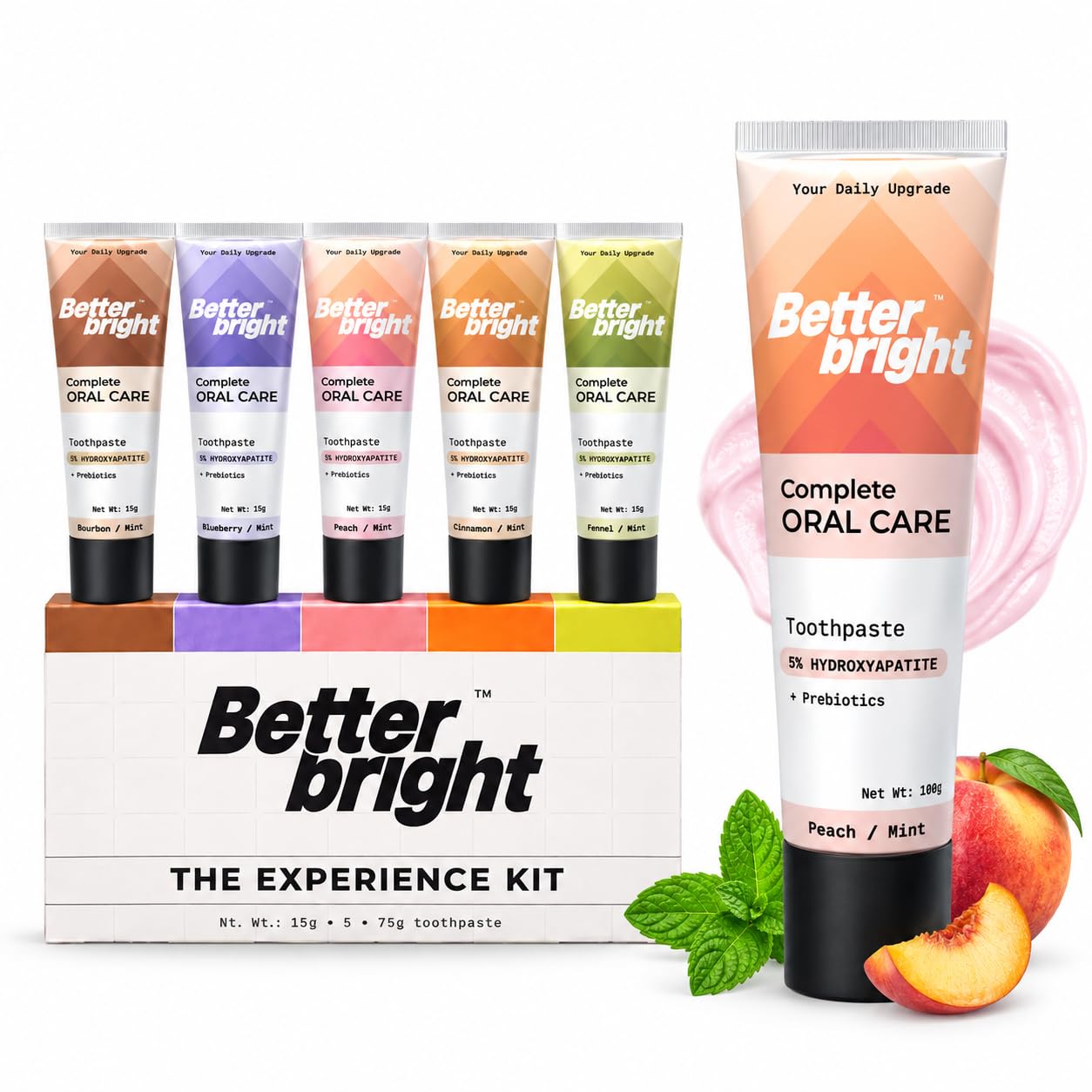 Blueberry Mint & Peach Mint Toothpaste Combo, 5% HAp +Nano Hydroxyapatite for Prebiotic Oral Care, Enamel Repair & Sensitivity Relief-image-20