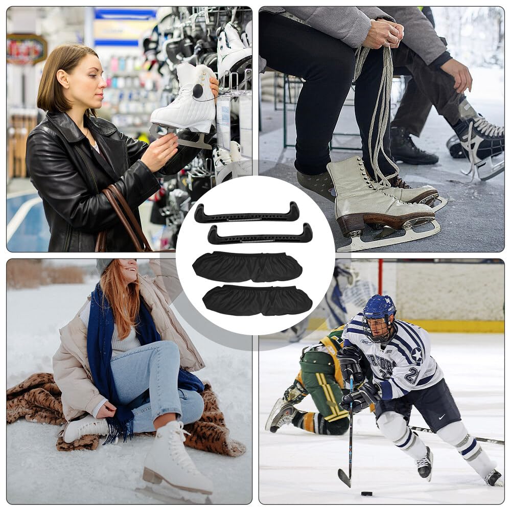 Protège-lames Pour Patins à Glace - 1 Paire + Serviette - Élastique, Absorption Humidité - Hockey, Patinage Artistique