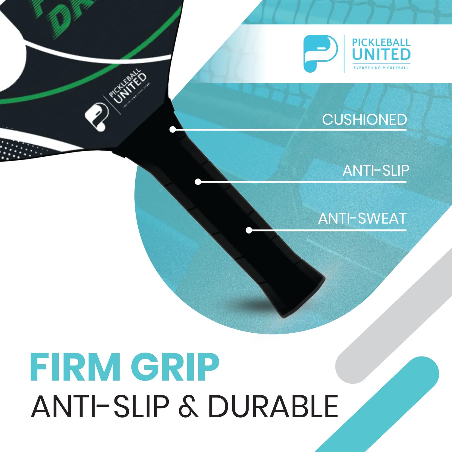 Pickleball United Powerdrive Pickleball Paddle Racquet, Firm Grip Lightweight Racket with Perforated Cork Sheet Surface| Indoor/Outdoor Play Compatible Side Edge Protection Ideal for Women and Men 2