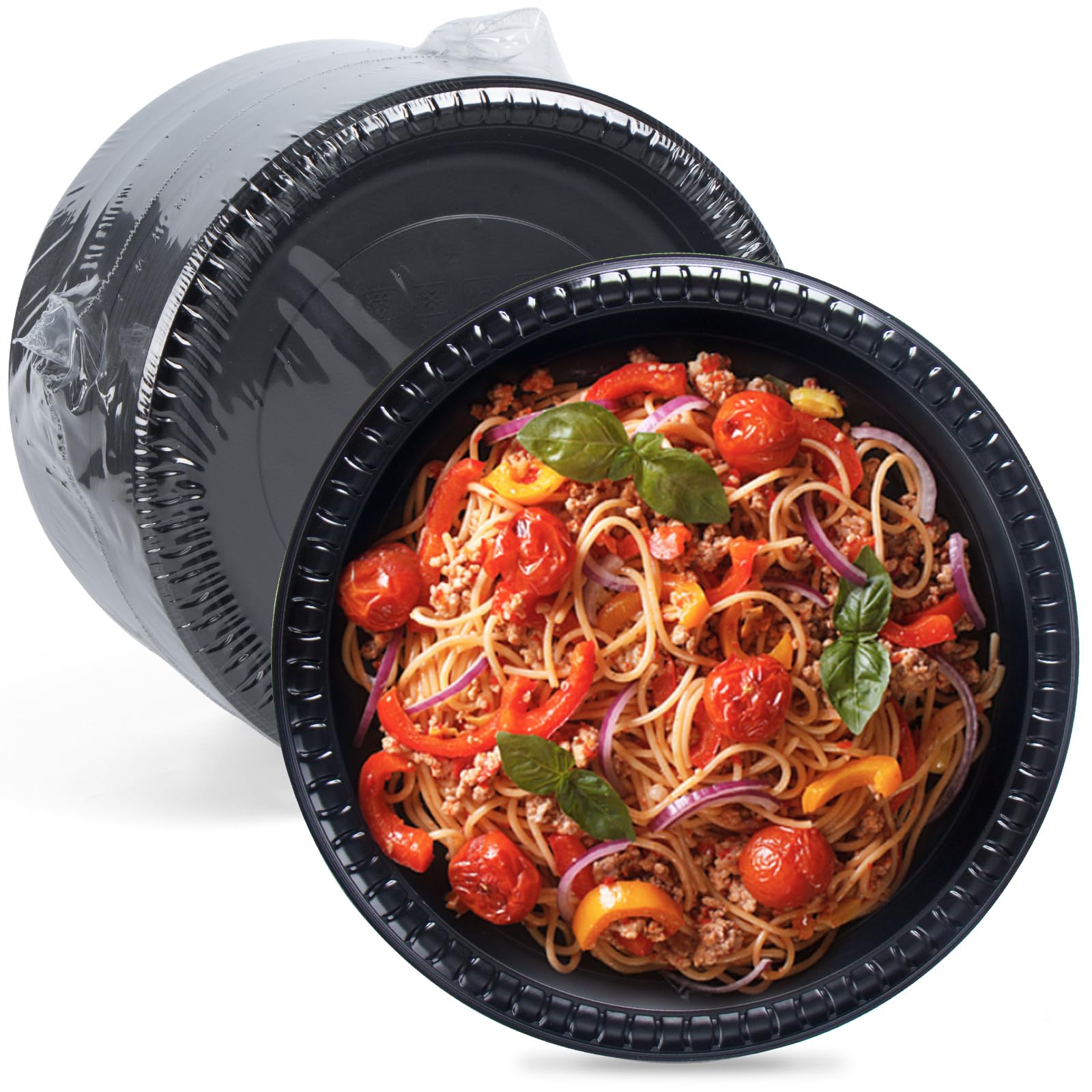 Black 3-Compartment Plates - 150 Pack -7