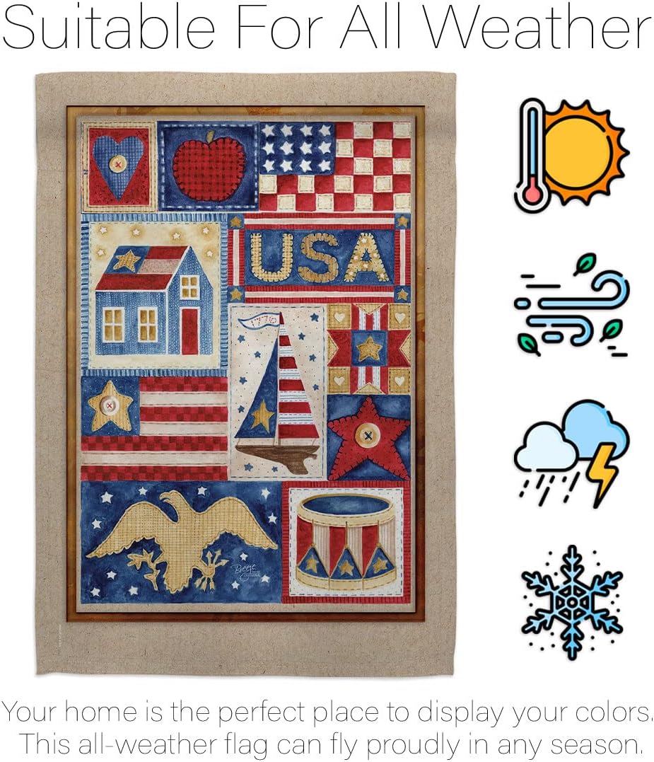 Breeze Decor H111077-BO USA Collage Americana Patriotic Decorative Vertical, House Flag 28"x 40", Multi-Color