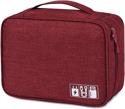 Electronic Organizer, Travel Cable Organiser BagBurgundy
