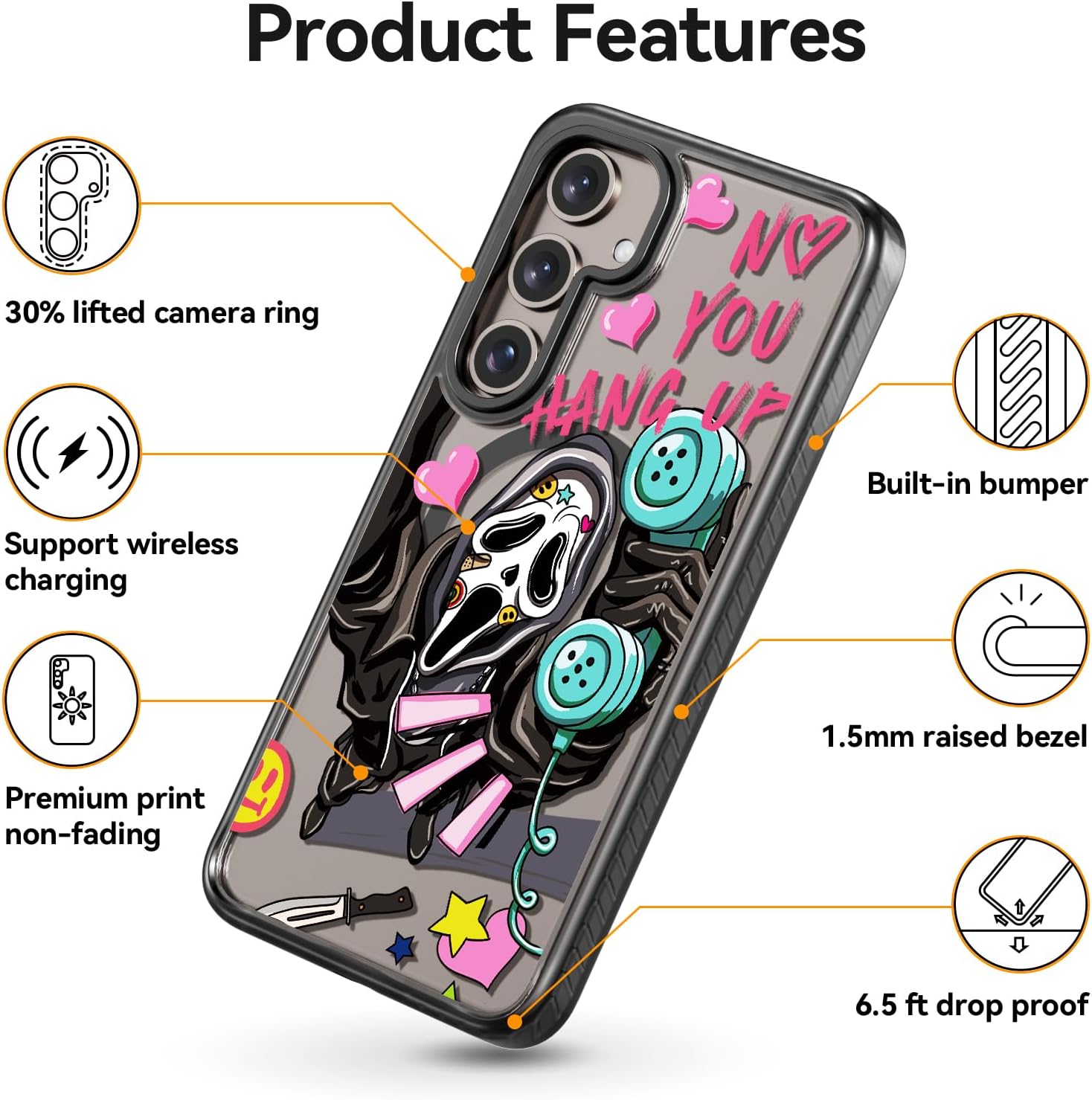Rosarnnah Magnetic for Samsung Galaxy S24 Magsafe Case Cute Aesthetic - Durable Shockproof 6.6 ft Drop Impact Phone Case Cover with Funny Fashion Skeleton Design 6.2" Black