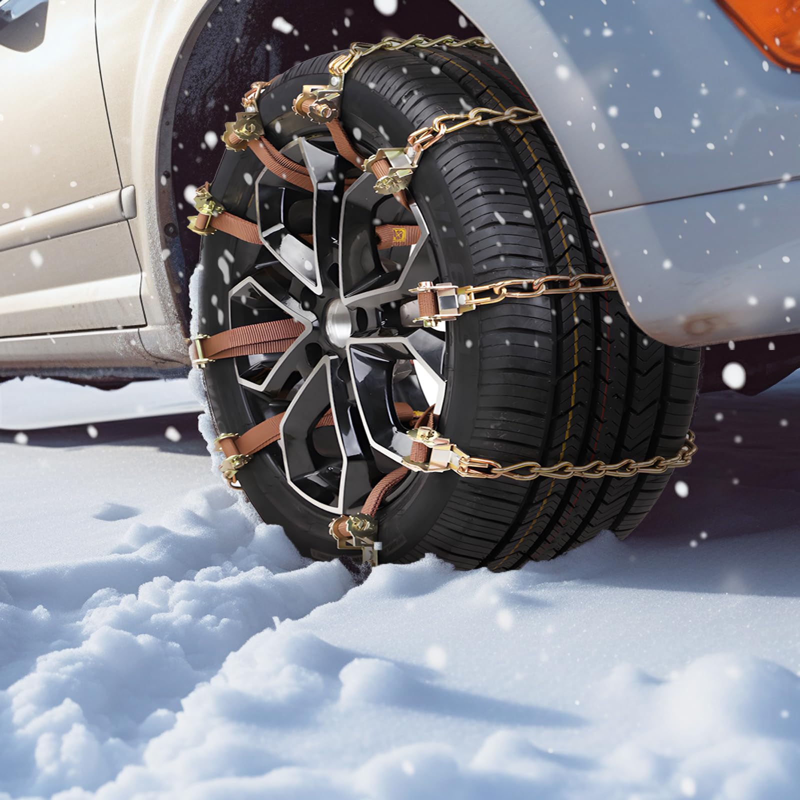 Ensemble Chaînes à Neige Shyllin pour Voiture - 4 Pcs, Antidérapantes, Universel, Réglables pour Pneus de 165 à 285 mm