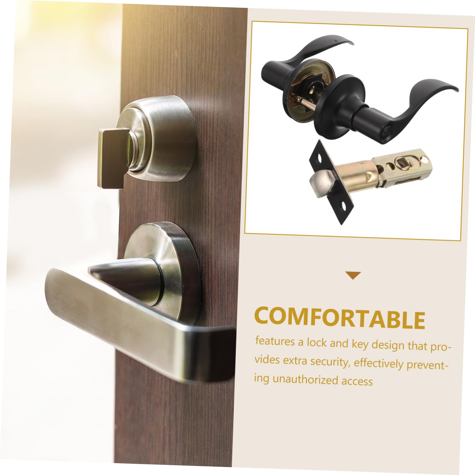 Mikikit Cerradura De Manija De Puerta Ondulada Con Llave Color Mate Negro Para Armario Baño y Dormitorio Herrajes Para Perilla De Puerta
