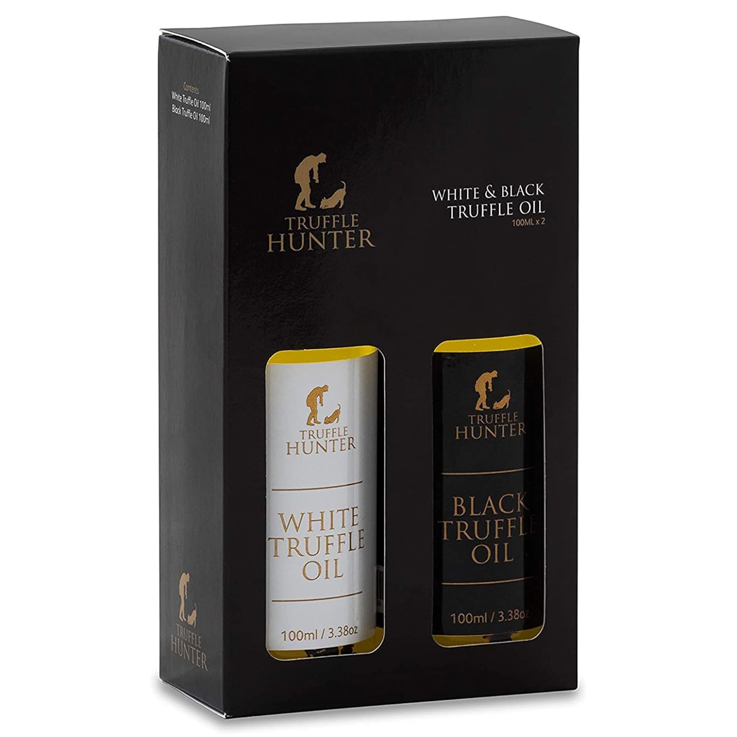 TruffleHunter - Black & White Truffle Oil Set - Extra Virgin Olive Oil for Cooking & Seasoning - 3.38 Oz X2