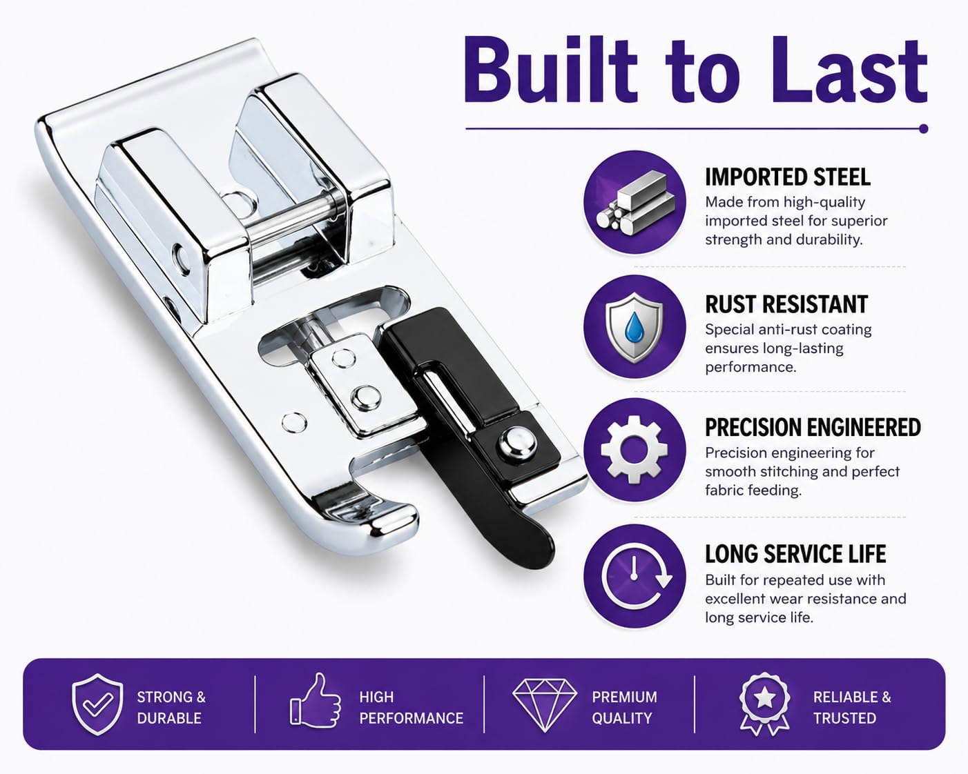 Zenith Overcasting Overlock Presser Foot for Automatic Sewing Machines | Snap-On Steel Overedge Foot | Compatible with Singer, Usha, Brother & Janome Domestic Machines | Professional Edge Finishing. — Amazon image 2
