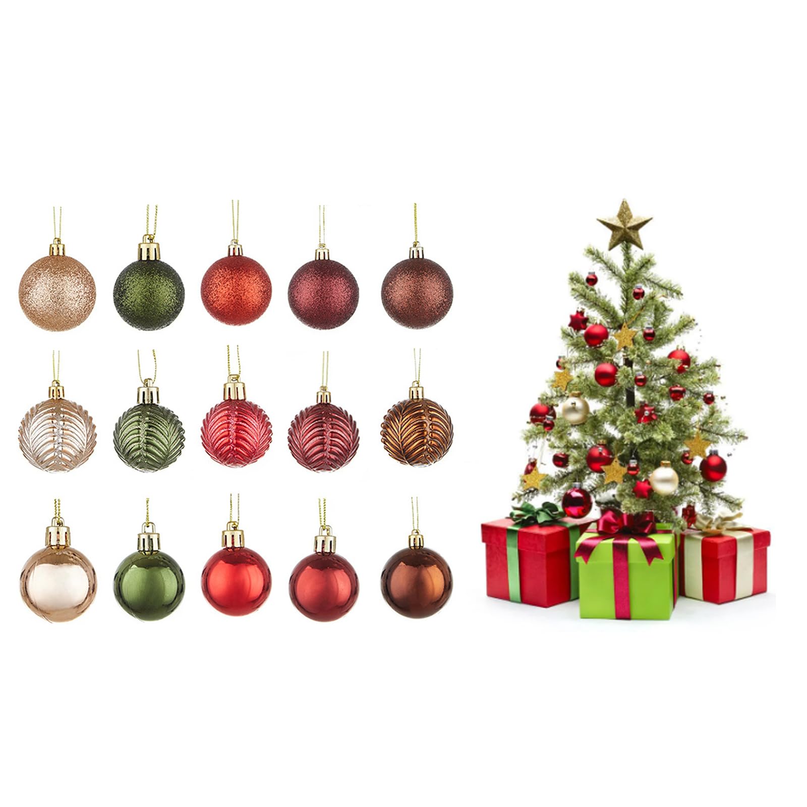 Set palline di Natale, decorazione palline per albero di Natale, puntale per albero di Natale, decorazione per albero di Natale con gancio, 60 pezzi | Leroy Merlin