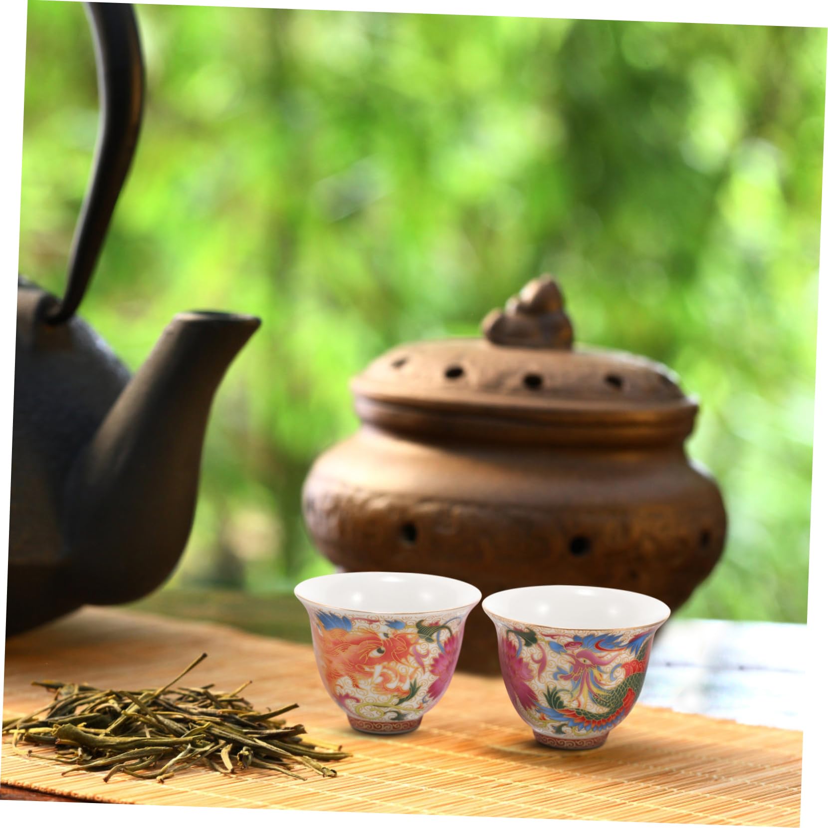 Gatuida 5paare Keramische Chinesische Teetassen Vintage Tee Und Wein Elegant Mit Buntem Emaille- Für Festlichkeiten Und Besondere Anlässe