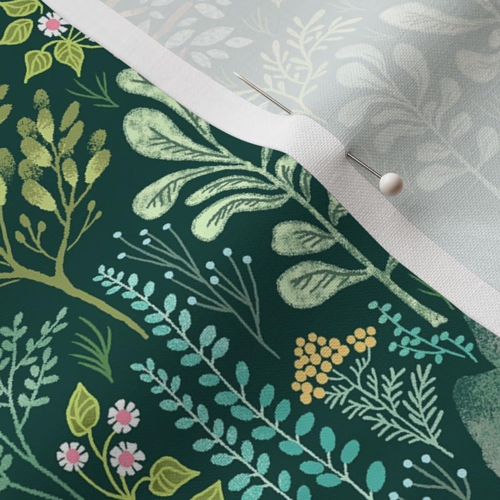 Spoonflower Fabric - Forest Paradise Woodland Nature Wildlife Lush Botanical Green Flora Printed on Petal Signature Cotton Fabric by The Yard - Sewing Quilting Apparel Crafts Decor