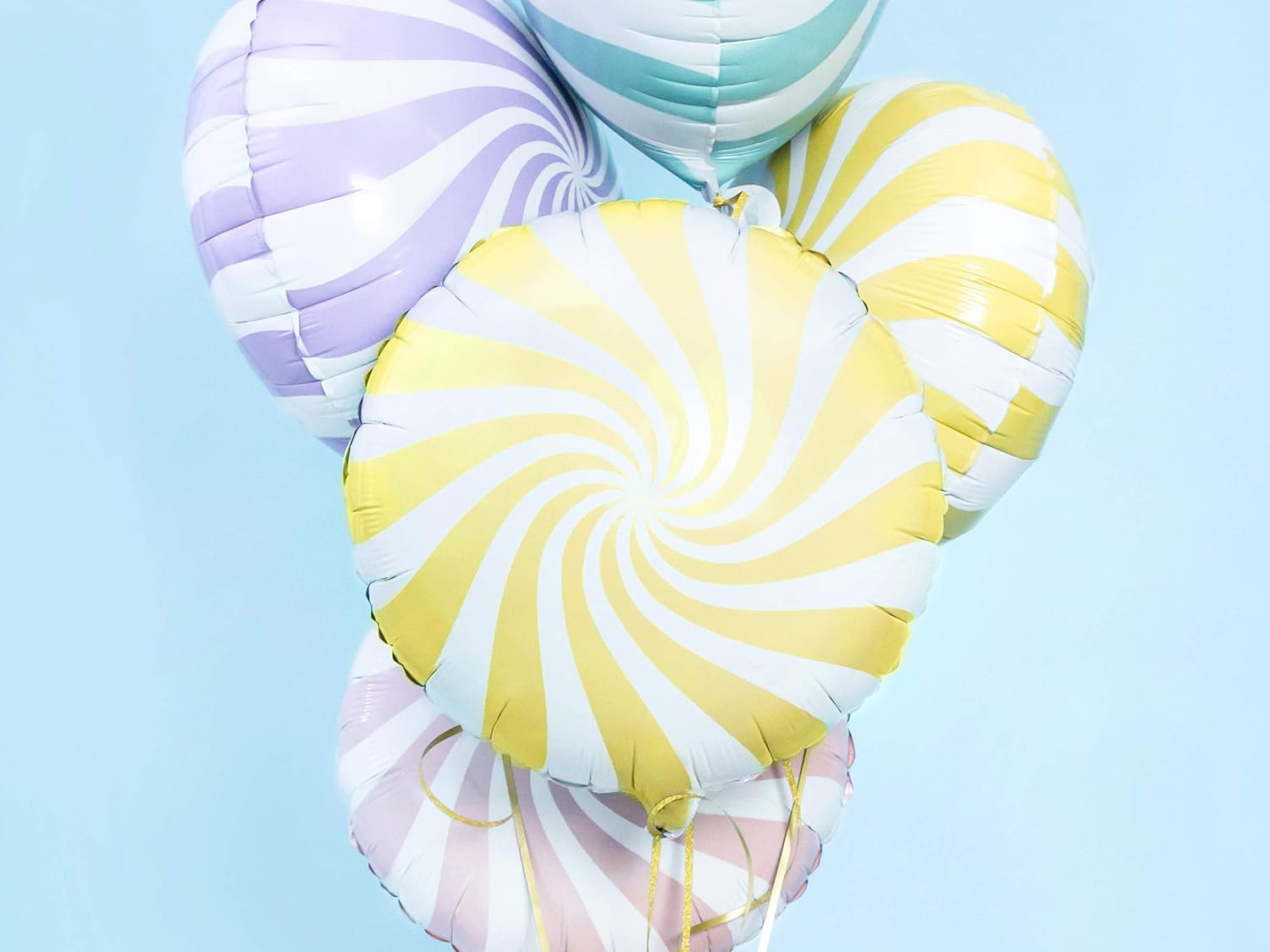 PartyDeco Foil Candy Lolly Balloon in Light Yellow White - Image 3