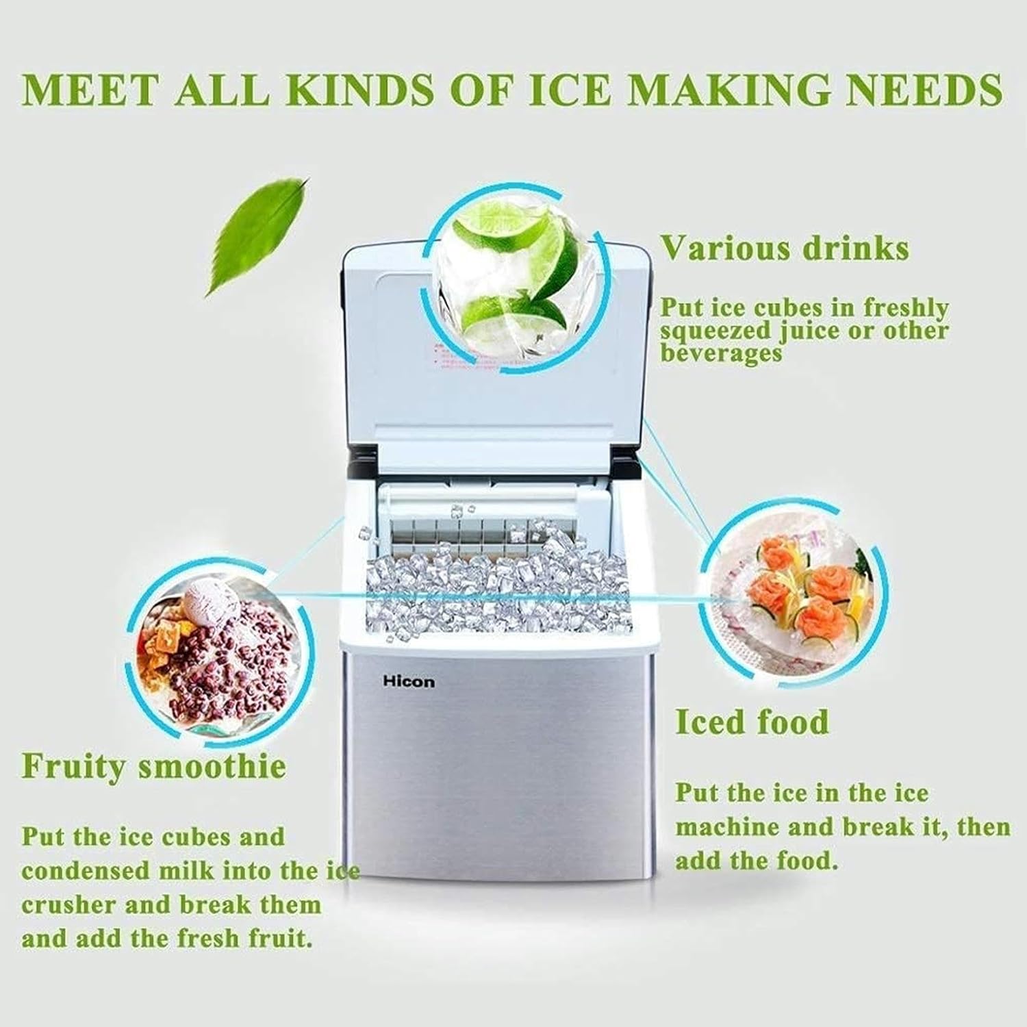 Ice Cube Maker Countertop Ice Maker Machine Up to 25 KG/Day with LCD Display, Compact Electric Portable Ice Machine for Parties, RV, Camping Vacations