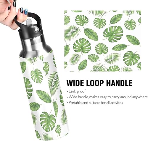 Miniatura 4 de Green Tropical Leaves Insulated Water Bottle 32 Oz, BPA-Free Sport Water Bottle Insulated Leakproof Water Bottles