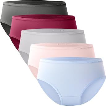 BAMBOO COOL Womens Underwear Breathable Moisture-Wicking Briefs Hipster Ladies Panties, 5-Pack