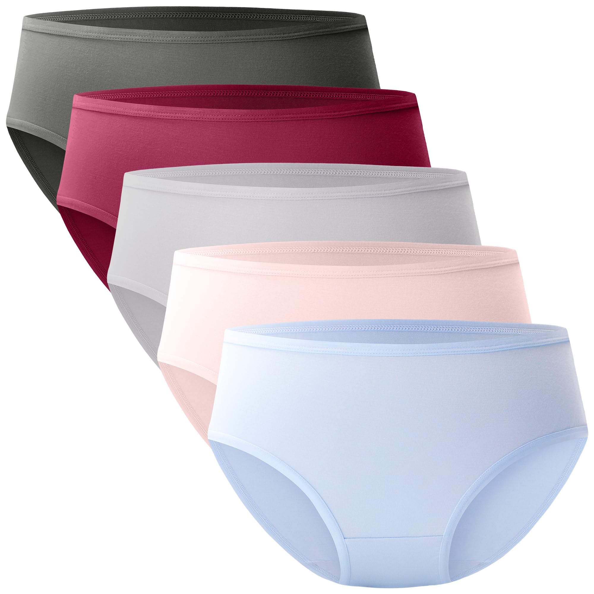 BAMBOO COOL Ropa interior para mujer, transpirable, absorbe la humedad, bragas hipster para mujer, paquete de 5
