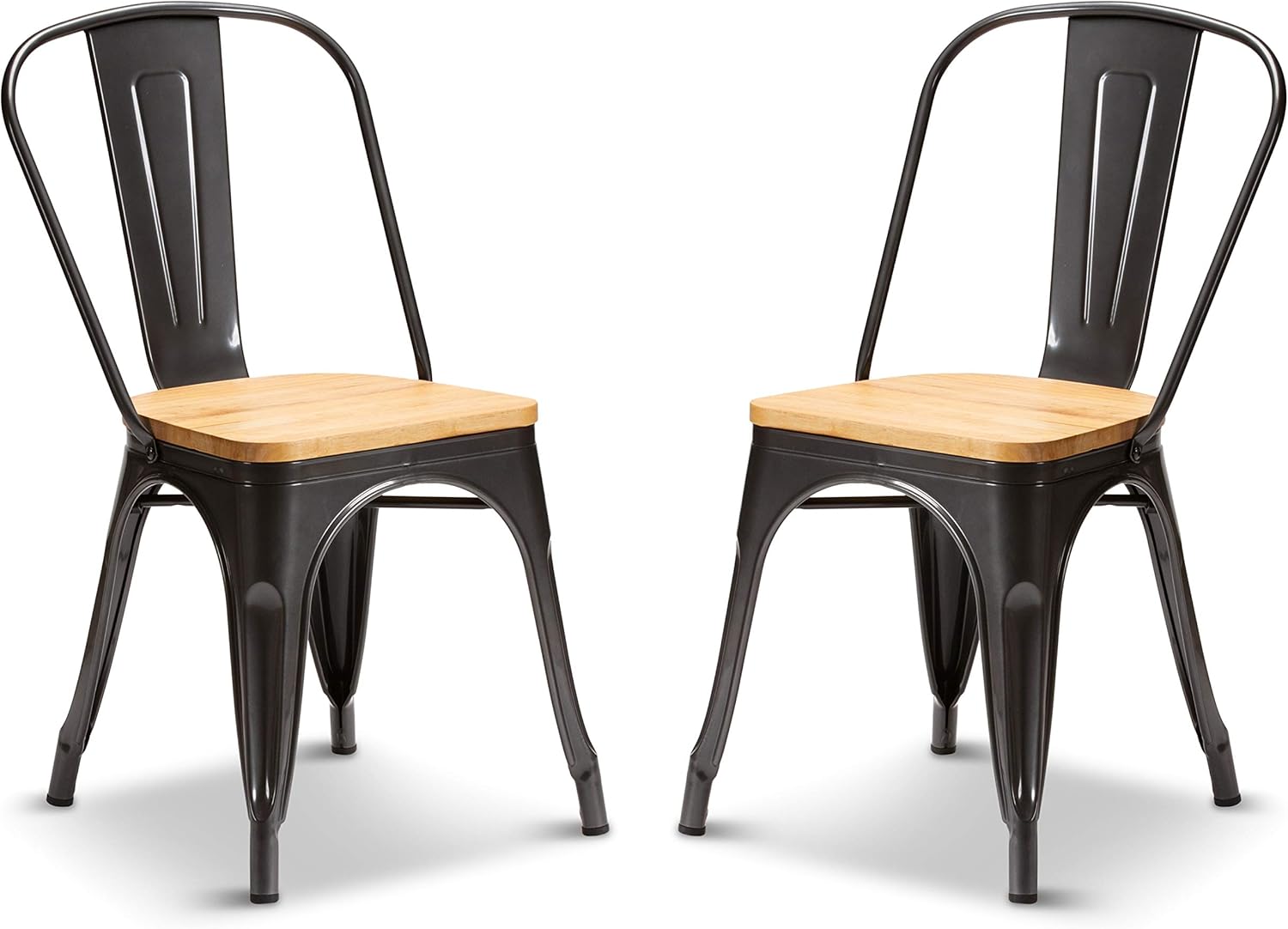 Your Price Set of 2 Metal Industrial Dining Chairs Retro