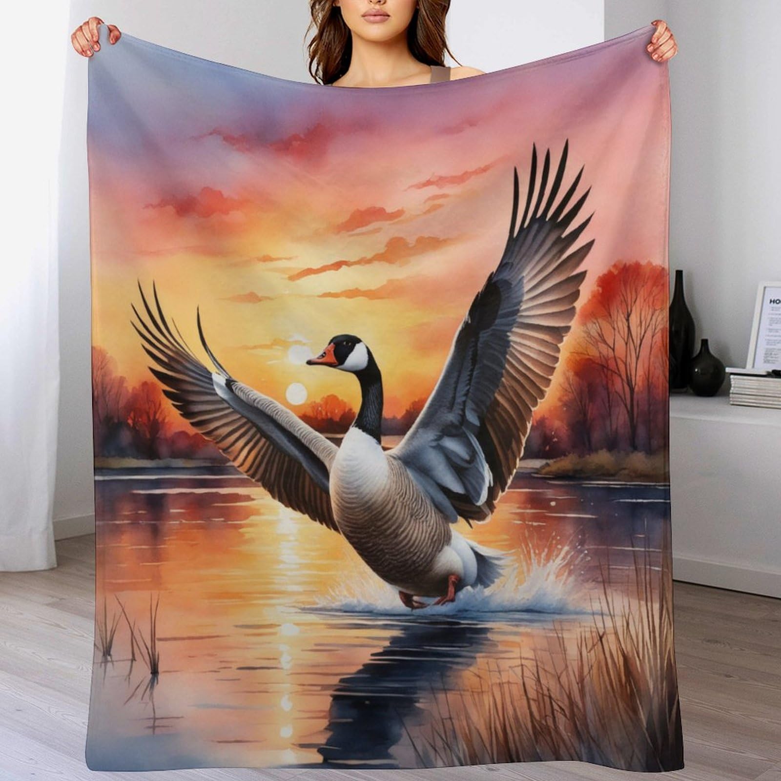 Couverture polaire oie chaude contre le froid plaid lit 140x180