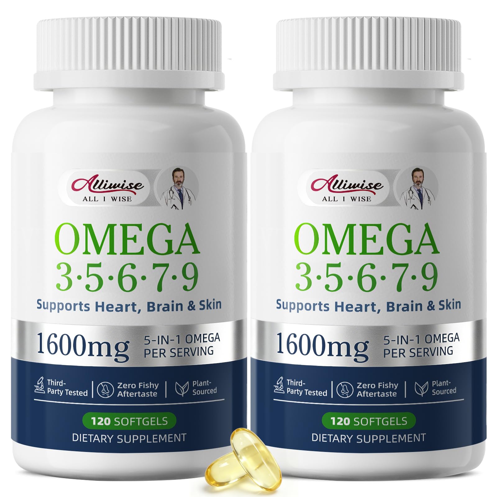 Omega 3 5 6 7 9 Supplement Heart Support DHA EPA 1600mg 240 Count for Women