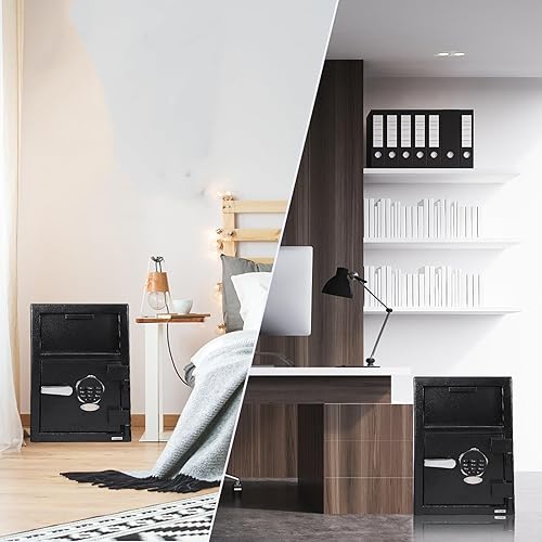 Miniatura 5 de Caja de seguridad digital con teclado y llaves, 13.7 x 15.7 x 19.2 pulgadas, color negro