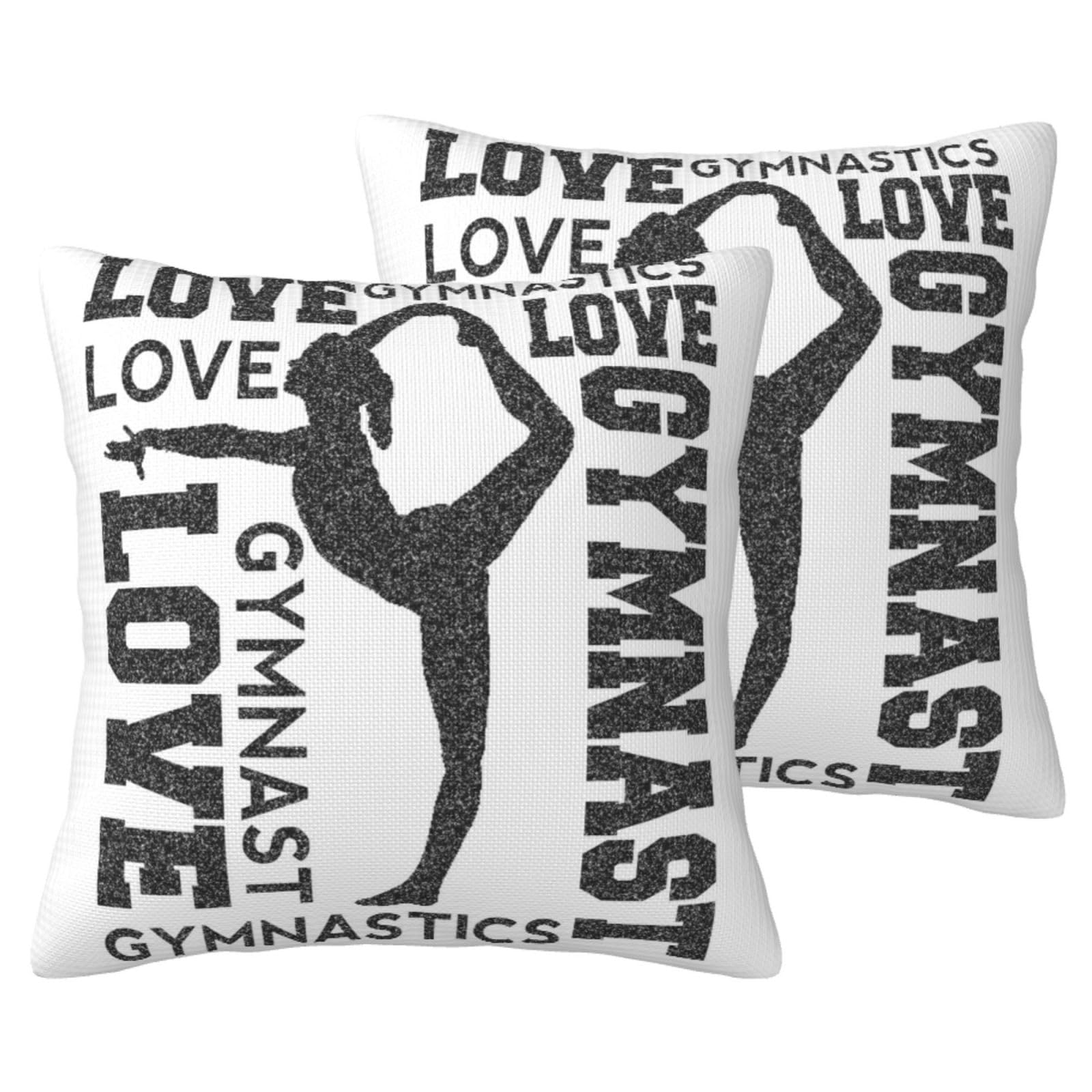 Taies d'oreiller Love Gymnastics imitation lin avec finitions soignées et motif durable