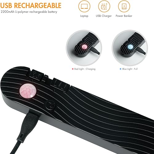 Miniatura 4 de Sensky Tira de luces con sensor de movimiento, recargable, activada por movimiento, tira de luz LED regulable para armario, caja fuerte para armas,