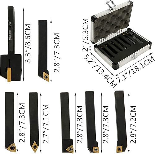 Miniatura 2 de BestEquip Herramientas de carburo indexables 14 "Herramientas de torno industriales 7 unidsset set herramientas de torno mentales súper duras 40cr