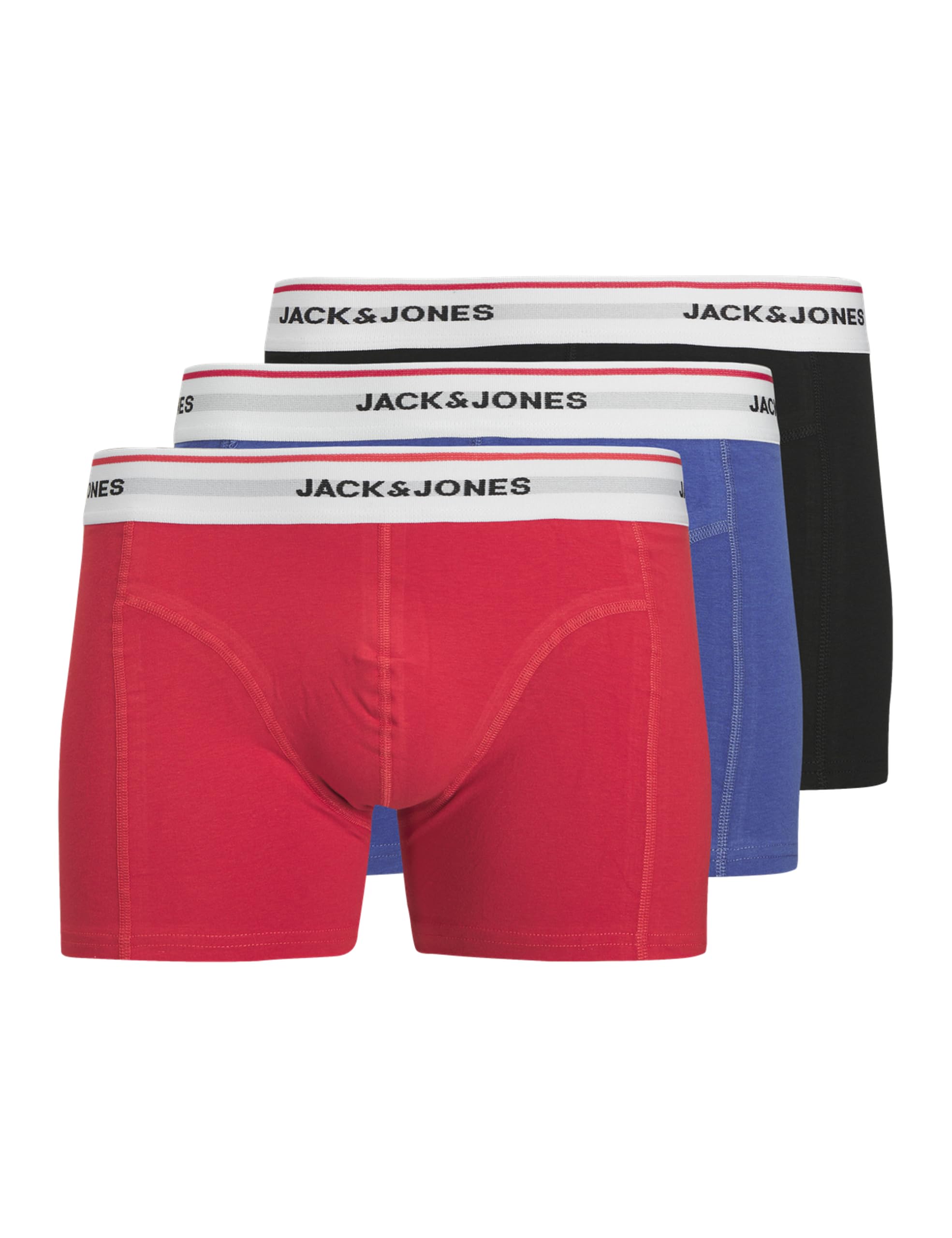 JACK & JONES Men's Jackayden Solid Trunks 3 Pack Sn (Pack of 3), black, L