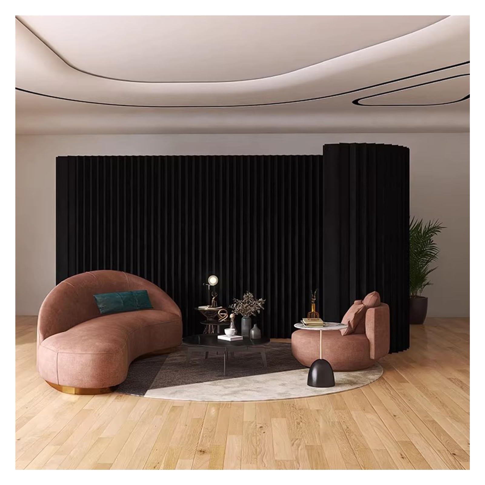 Biombo Divisor de Habitación Separadores de ambientes de Papel Modernos y biombos Plegables retráctiles, utilizados para Salas de transmisión en Vivo de oficinas y Tiendas de Ropa.(200X120X17CM)