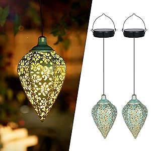 Farolillos solares para exteriores colgantes, 2 unidades, IP65, resistentes al agua, farolillos solares para exteriores, para exteriores, jardín, decoración oriental, balcón, terraza, patio, Navidad