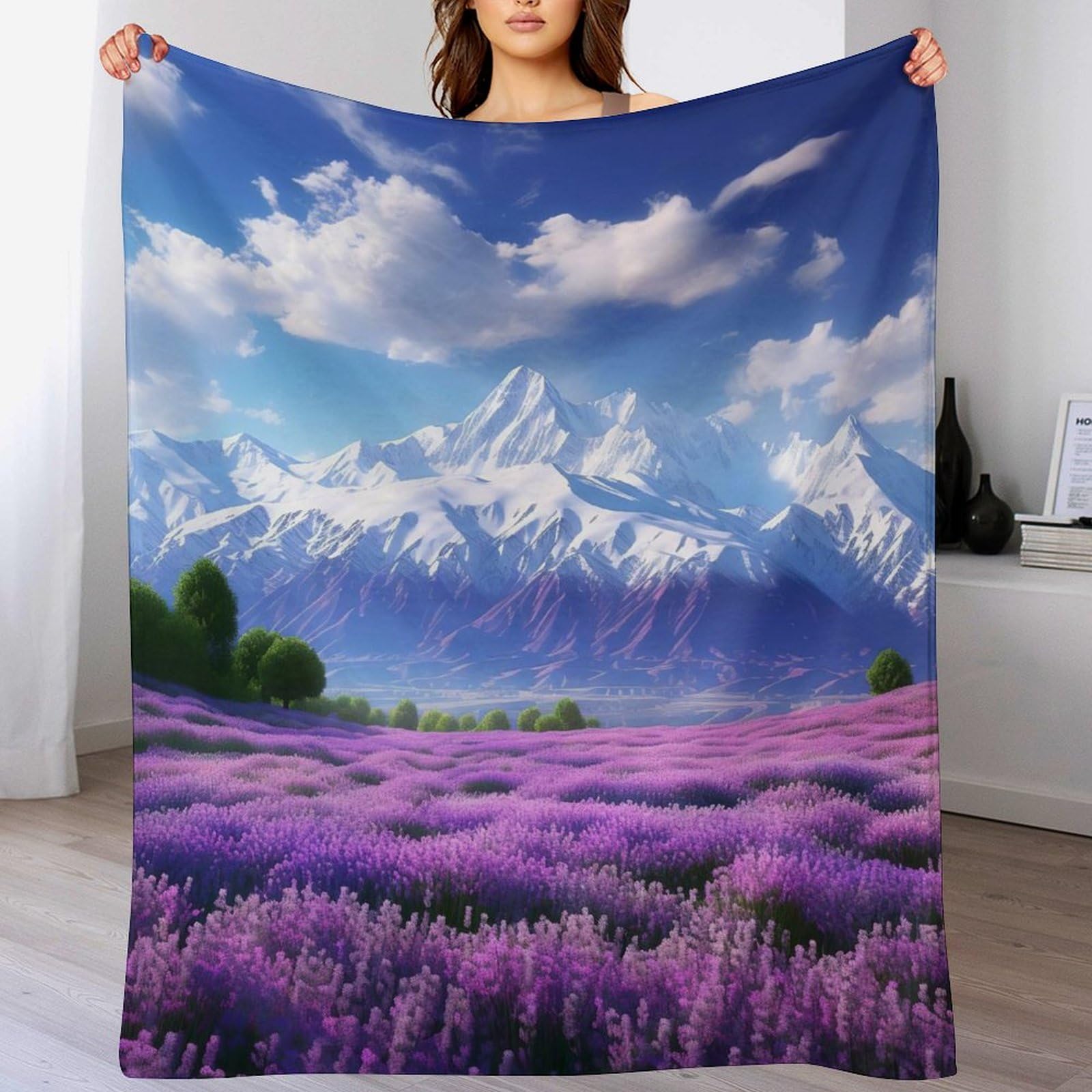Manta de franela con paisajes de 180x200 cm para colcha o sofá