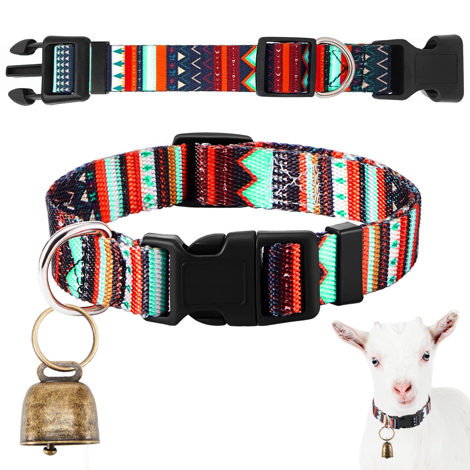 Copper Bell Goat Collar, Geometric Boy Style for Pygmy Goats and Lambs