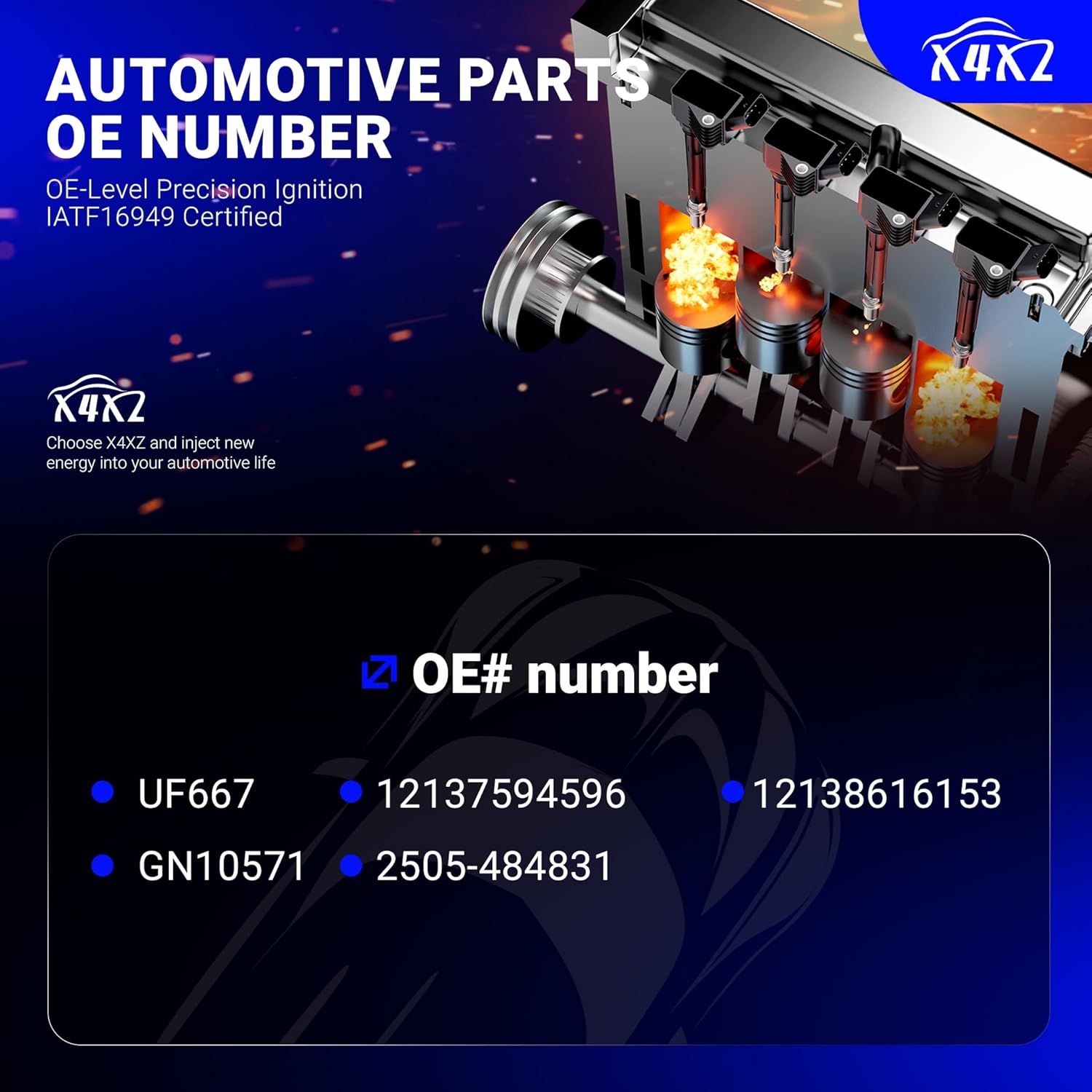 UF667 6pcs Ignition Coil Packs For BMW 128i 135i 323i 325i 330i 335i 525i 528i 550i 650i M5 M6 X3 X5 X6 Z4 Z8 2.5L 3.0L 4.4L 6.0L Replace# 12137594596, 12138616153, 2505-484831, GN10571