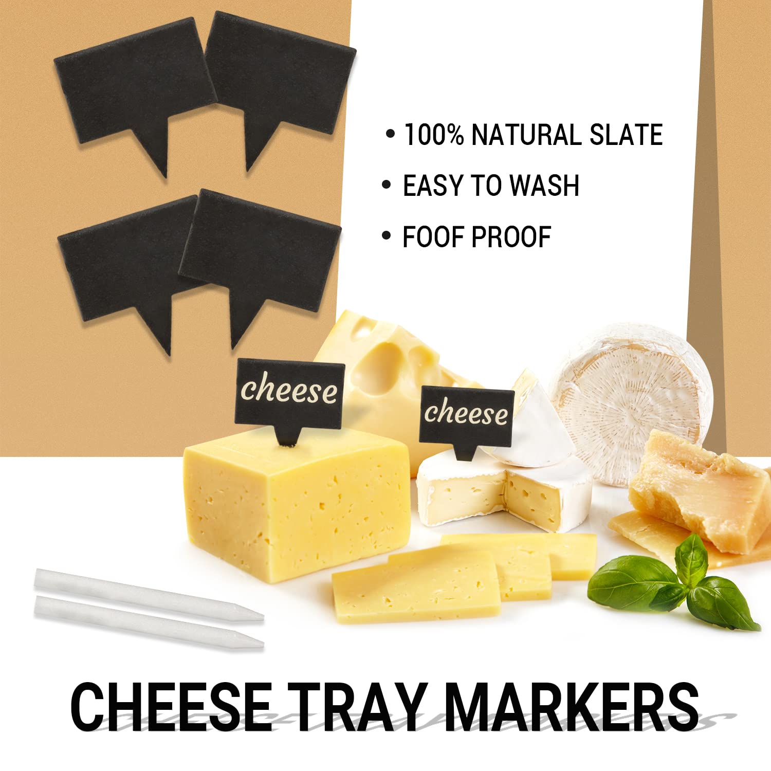 Small Cheese Board Lonovel Cheese Markers Set,Natural Slate Cheese