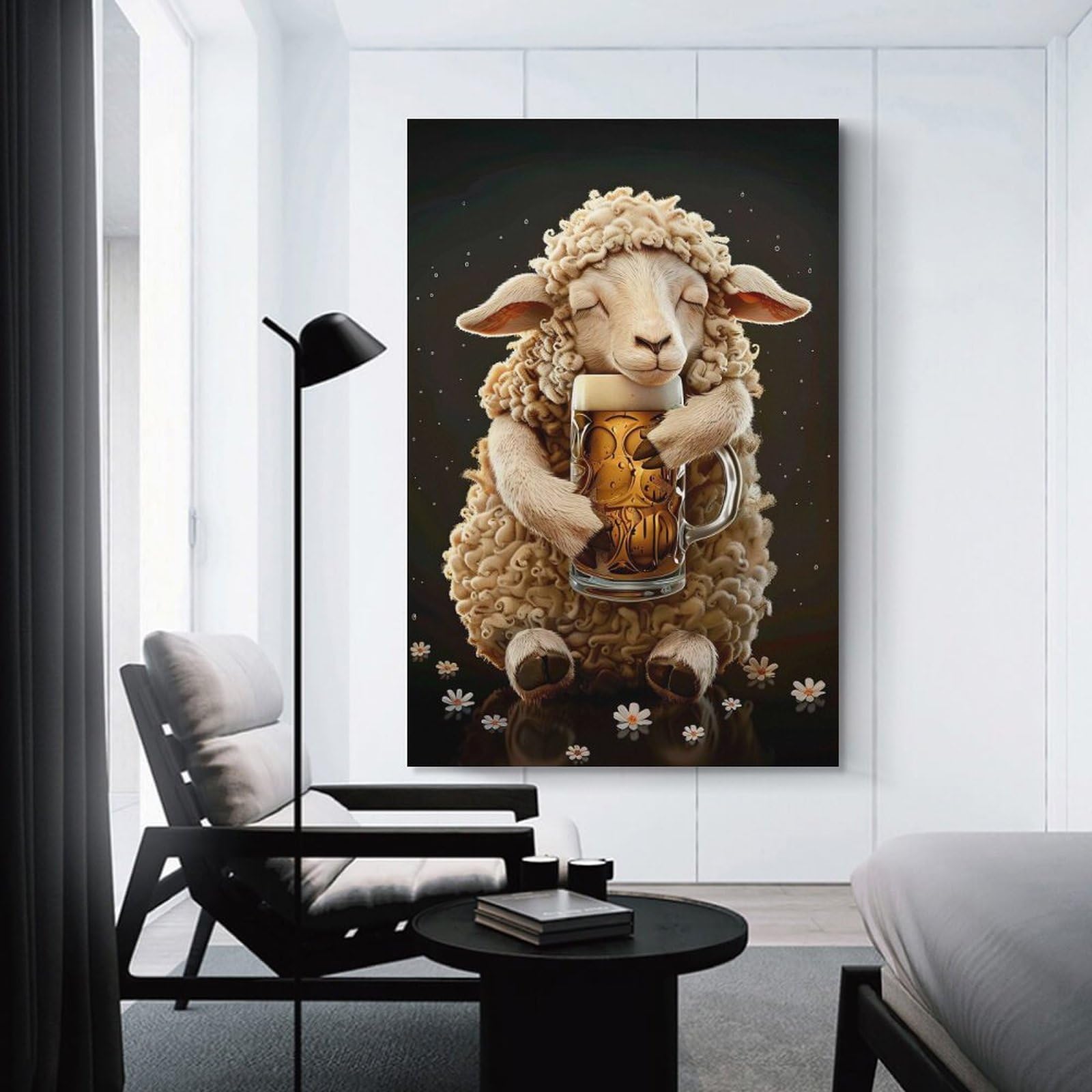 Junmoney Room Decor Wall Art Sheep Beer(2), 20x30inch(50x75cm), for Hallway, Bedroom Or Modern Interiors, Gift Idea for Housewarming And Birthdays