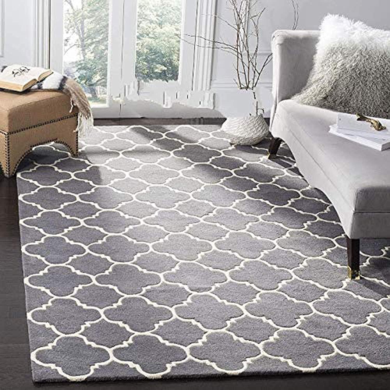 Carpet for Living Room Rugs for Bedroom 6x6 Square feet Floor mat Club Grey Color