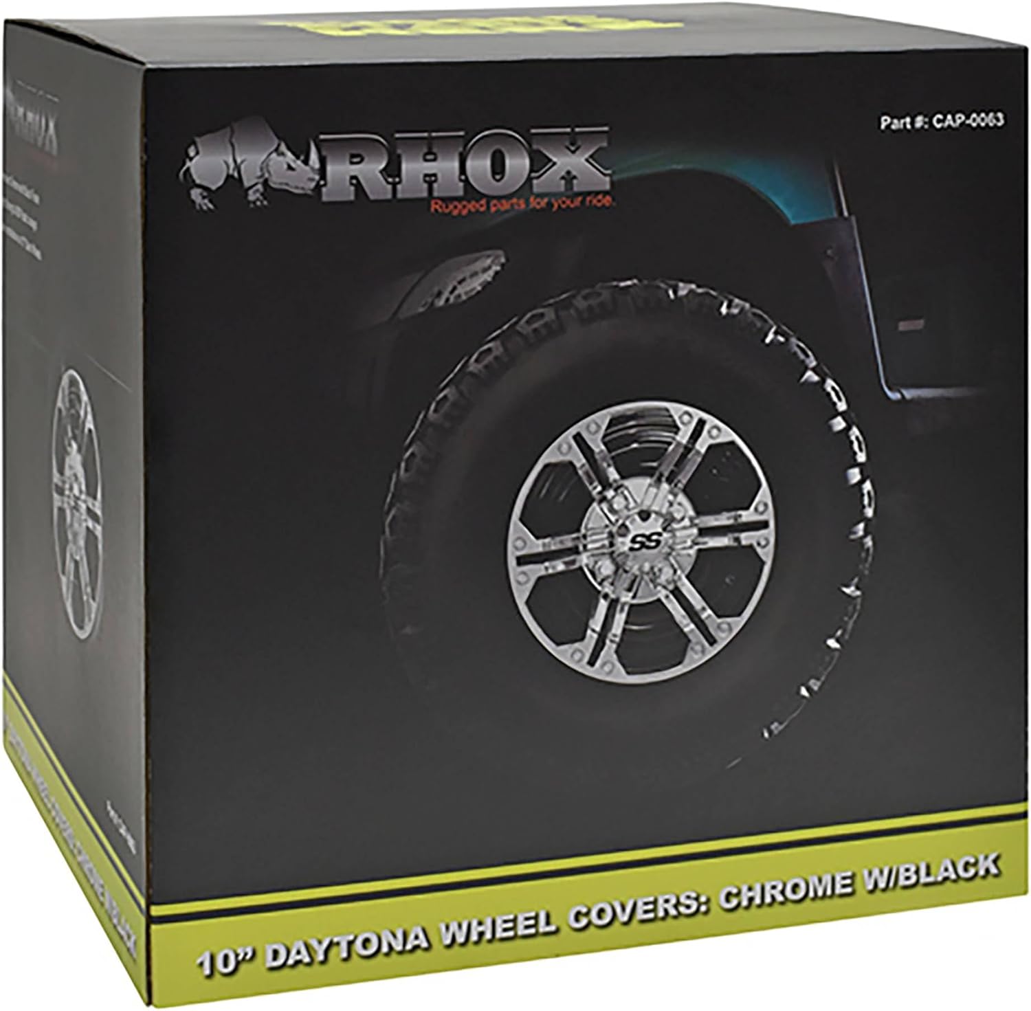 Red Hawk CAP-0063 Wheel Cover 10" Daytona Chrome with Black, Set of 4