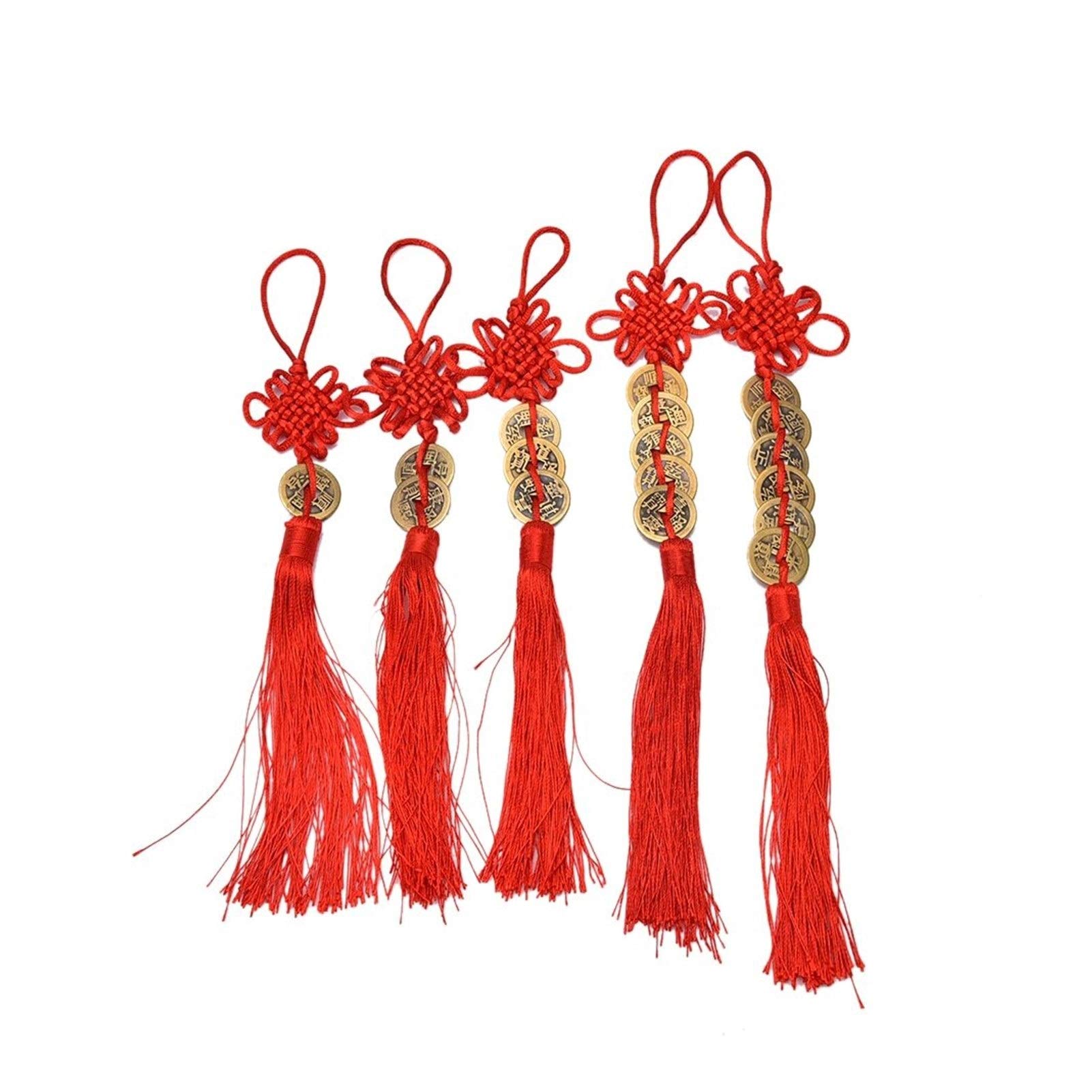 Amazon.co.jp: 縁起の良い赤い糸ペンダント 1個の銅Ancienコイン赤い