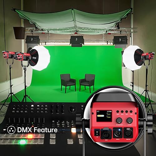 Miniatura 6 de GVM - Estudio de luz de video LED con caja de luz, kit de iluminación de fotografía de 200 W con red de malla Bluetooth/control DMX, 45400lux/3.3 ft